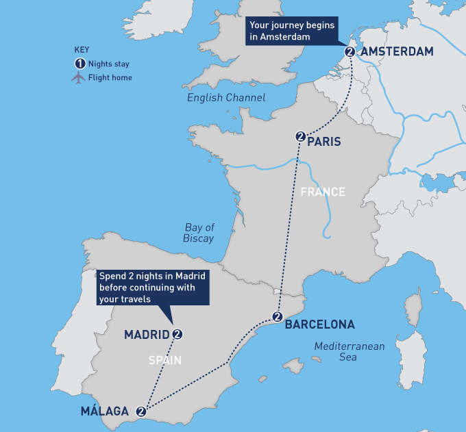 nul Concentratie Burger Amsterdam, Paris, Barcelona, Malaga and Madrid | Railbookers®