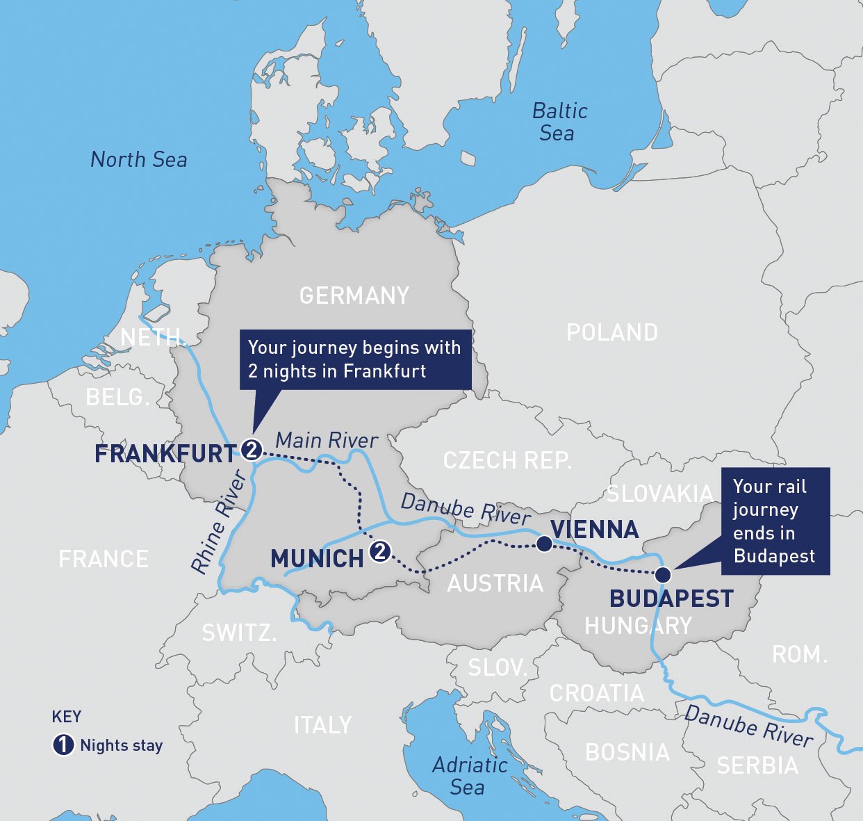 Budapest via Frankfurt and Munich Railbookers