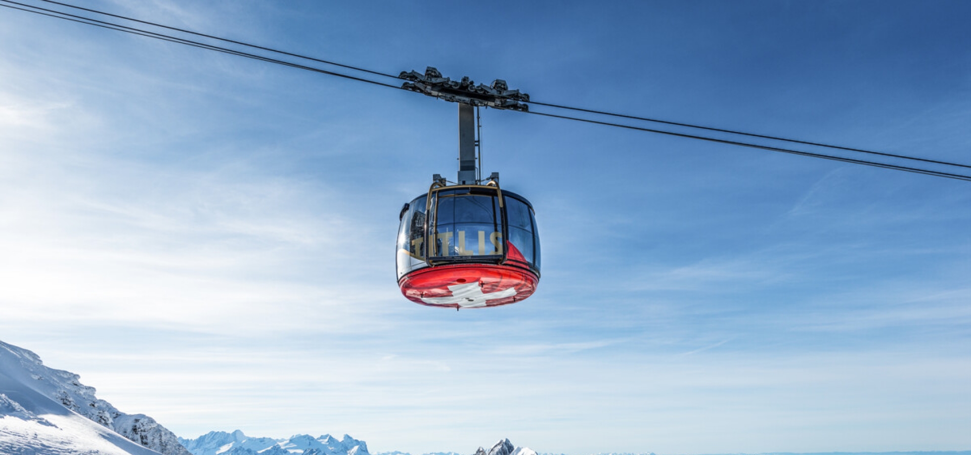 Mount Titlis revolving cable car A gondola high above the mountain